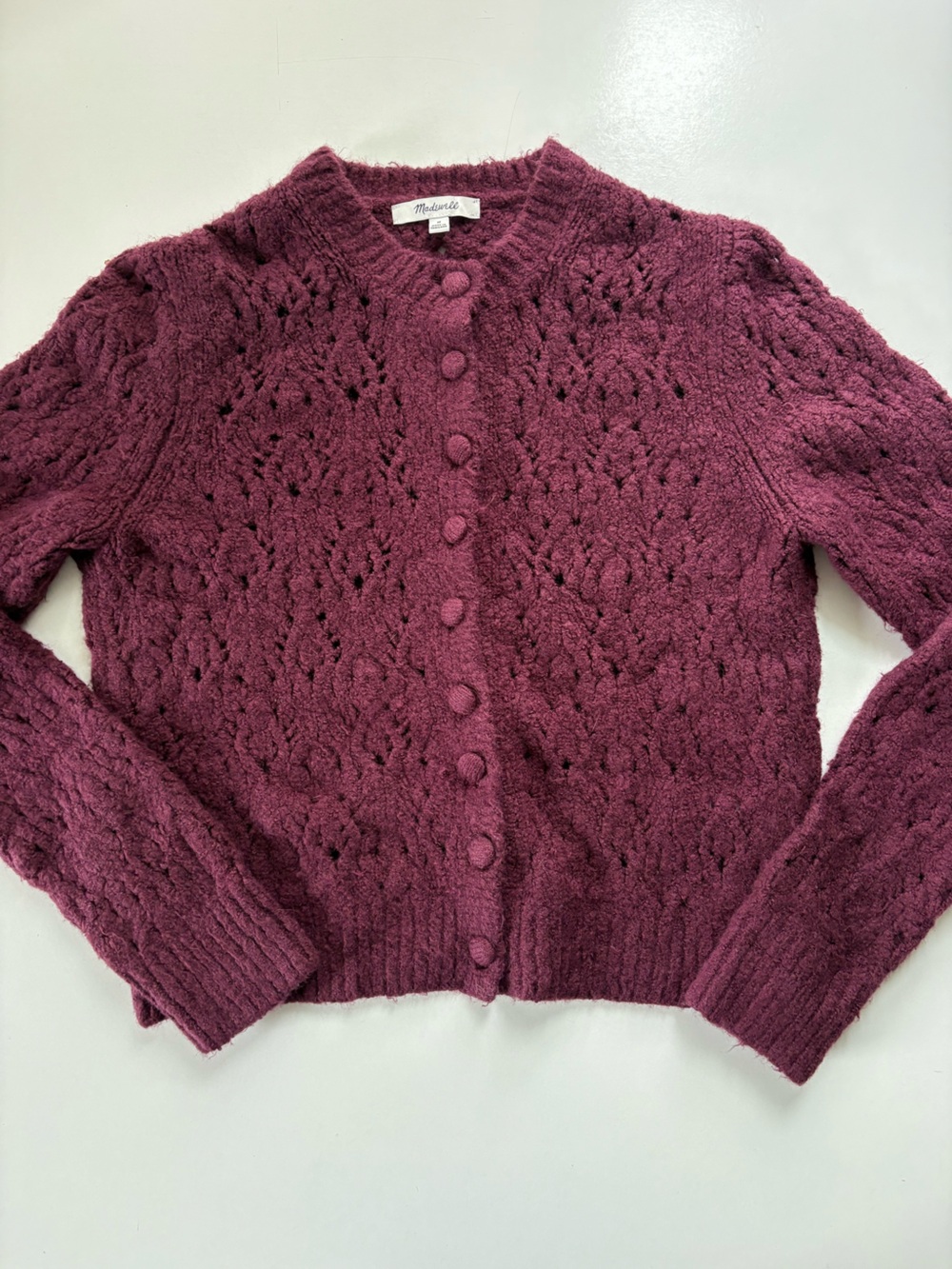 Madewell 2025 Pointelle-Stitch Cardigan in Cotton Blend - Picture 8 of 9